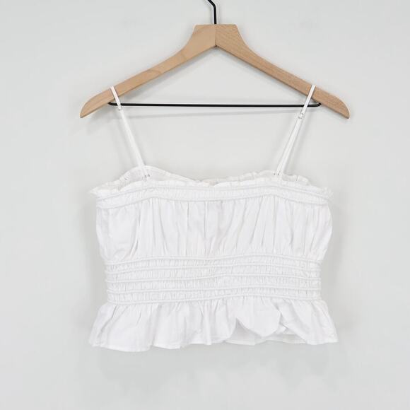 Madewell Smocked Button-Front Top in Poplin Eyelet White Size Small NWT - Picture 7 of 7
